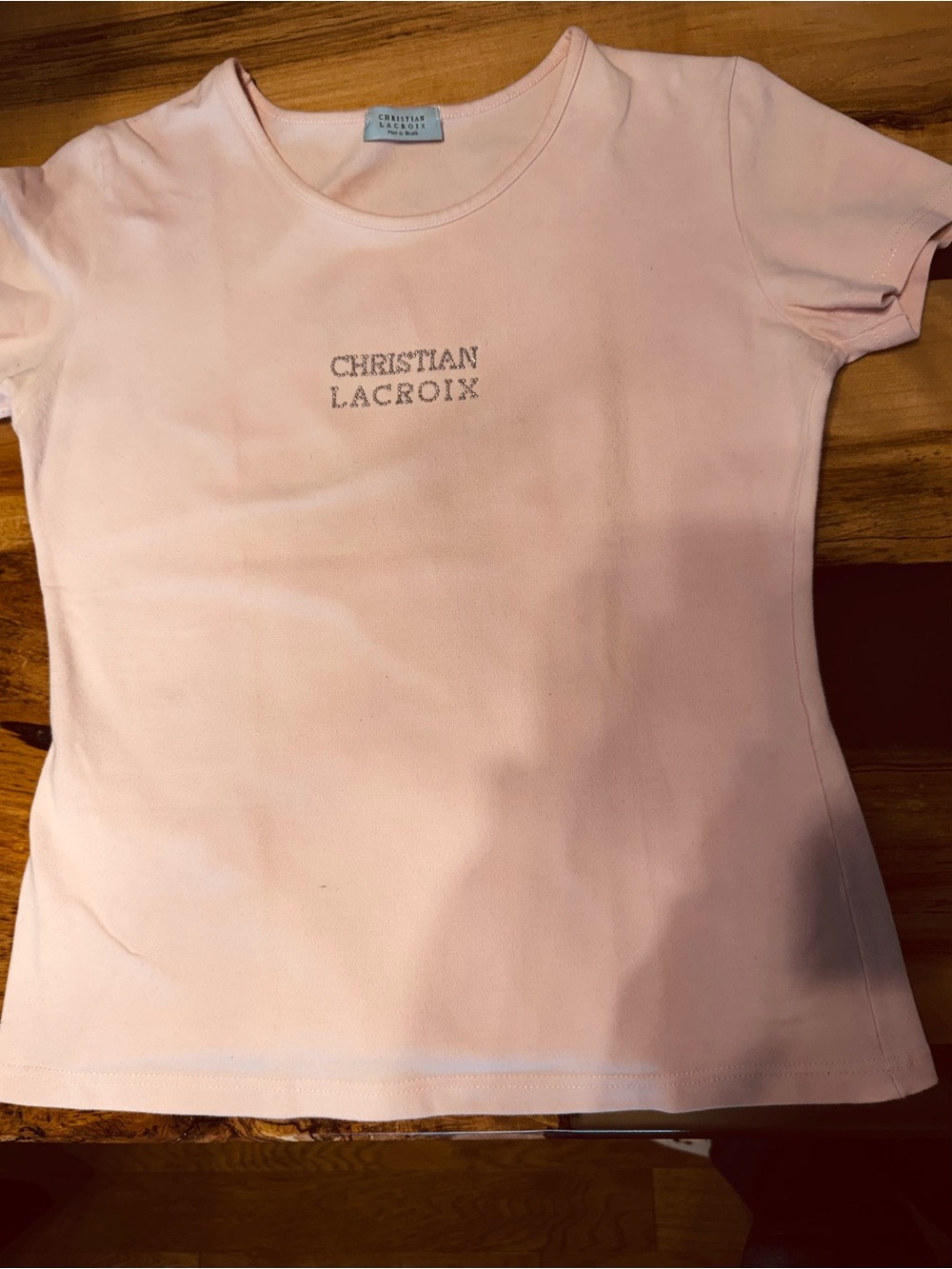 Christian Lacroix Light Pink Embellished Logo Tee